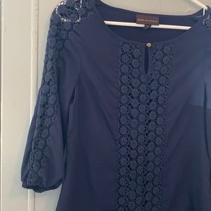 ❤️ Dana Buchman Navy Boho Top XS